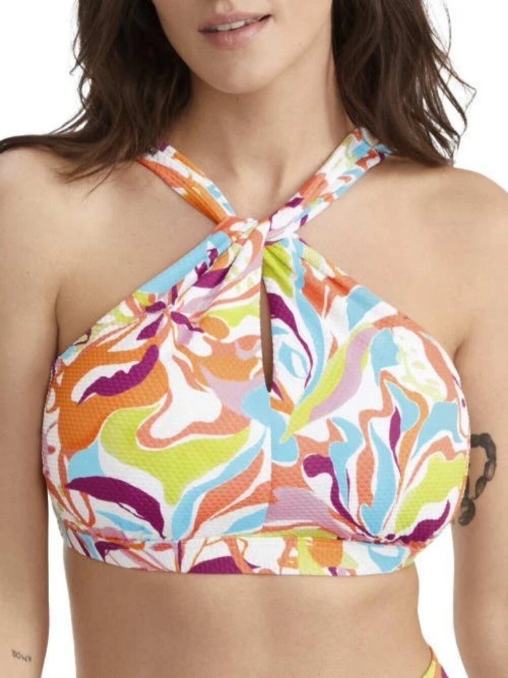 Birdsong High Neck Halter Bikini Swim Top In Groovy, US 34I
